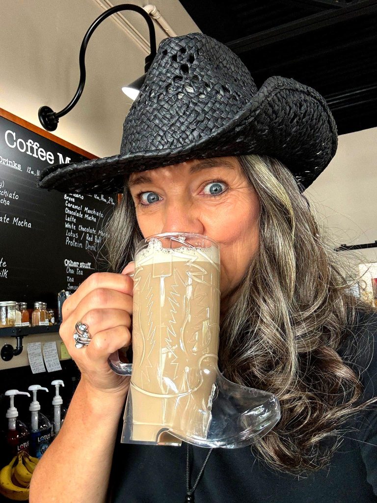 drinking coffee